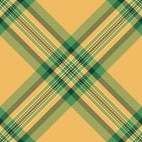 Micro check seamless tartan, luxurious plaid pattern texture. Checks fabric textile background in amber and green colors. vector