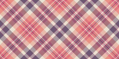 Pink check pattern plaid, display texture tartan. Stitched fabric background seamless textile in red and light colors. vector