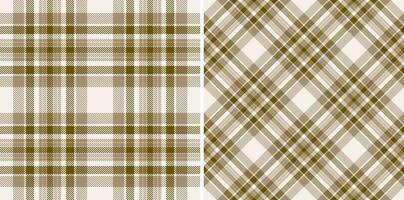 Fabric texture background of tartan plaid with a check textile seamless pattern. Set in fall colors for stylish outfits for all family. vector