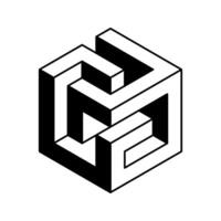 Cube logo, geometric design. Black and white Box logotype company, trendy techno emblem in isometric 3D style. vector
