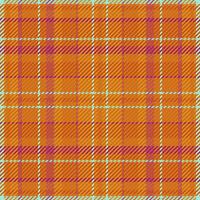 Cozy pattern check texture, display plaid seamless fabric. Stroke tartan textile background in orange and red colors. vector