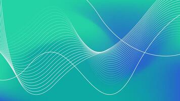 Abstract dynamic wave lines on blue green gradient background. future technology concept. vector