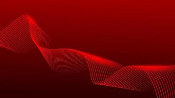 Abstract wavy lines on dark red gradient background. Dynamic flowing glowing lines background. vector