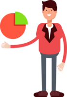 Businessman in Red Suit Character Holding Pie Chart png