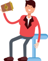 Businessman in Red Suit Character Drinking Coffee png