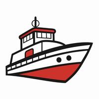 A red and white boat on a white background vector