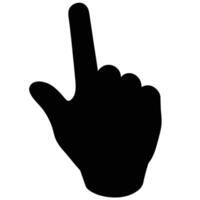 A black silhouette of a hand pointing up vector