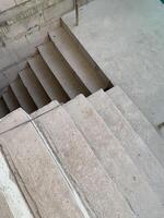 stair step in process construction on house building background photo