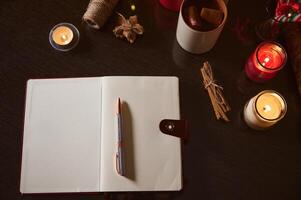 Cozy Desk with Open Notebook photo