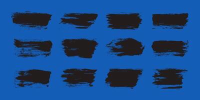 Hand Drawn Grunge Ink Brush Strokes and Lines Isolated on Blue Background. Creative brush lines with rough edges. Abstract freehand doodle line borders. Highlight splashes vector