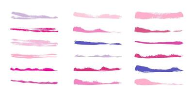Hand Drawn Colorful Grunge Ink Brush Strokes and Lines. Creative brush lines with rough edges. Abstract freehand doodle line borders. Highlight splashes vector