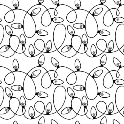 Seamless Pattern of Decorative String Lights in Black and White Design