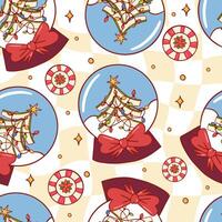 Festive Christmas Snow Globe Pattern With Candy Decor vector