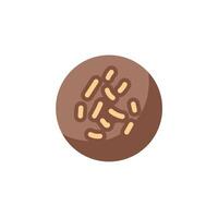 Round chocolate candy with a sprinkle of toppings in mocha mousse color. Dessert icon for bakery design isolated on white background. vector