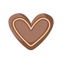 Heart shaped chocolate candy with a decorative outline in mocha mousse color. Perfect for Valentine Day theme, ,romantic gifts, festive and culinary design. vector
