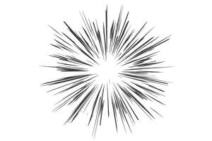 Comic speed lines effect. Manga radial explosion background. Anime burst. Perspective motion of rays. Superhero frame. Abstract blast scream and glow. Center of impact. vector