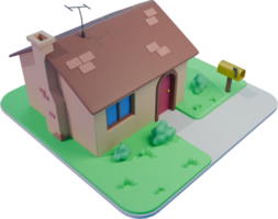 3D of a house with mailbox on the side of the house png