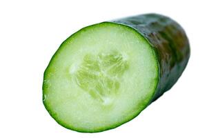Half of cucumber isolate on white background. Vegetables, cucumber photo
