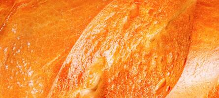 Macro photo of a baguette as a background banner size.
