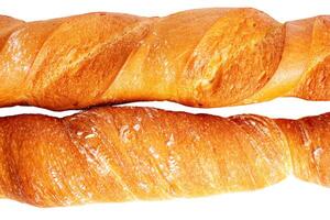 Two baguettes isolate on a white background. Bread photo