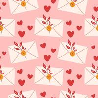 Valentines envelopes seamless pattern. Suitable for gift wrap or greeting card for Valentines day. vector