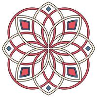 radial mandala featuring interlocking squares vector