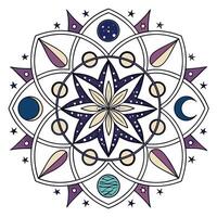 celestial mandala with stars moons and-planeta vector
