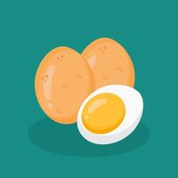 Half egg and egg in shell isolated, designed in flat cartoon style. Boiled egg icon. Element illustration of egg. vector