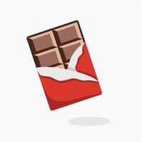 Chocolate bar icon. Design illustration of a single chocolate bar for Valentine's gift, isolated on wthite background. Designed in cartoon flat style. vector