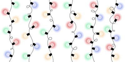 String of colorful garland lights. Horizontal illuminated background for decorative banner, card, poster, brochure, web design. vector