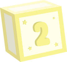 Number 2, 3D Toy baby block alphabet png