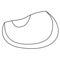 Contour quarter of apple icon without seeds in simple outline style, perfect for minimalistic food designs vector