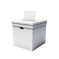 White ballot box for secure voting in elections with a single paper inserted on top png