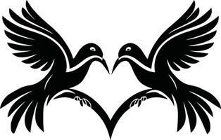 Two birds are flying in the shape of a heart vector