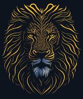 Lion head with a mane on a black background vector