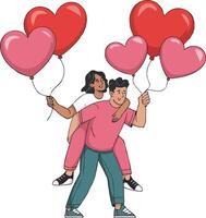 Valentine couple symbolizing love and connection through romantic poses like holding hands and embracing perfect for creating Valentine Day digital designs and creative projects vector