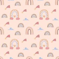 boho rainbow seamless pattern illustration vector
