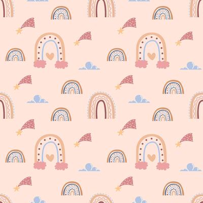boho rainbow seamless pattern illustration
