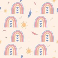 cute rainbow seamless pattern template vector