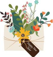 Envelope With Flower card vector