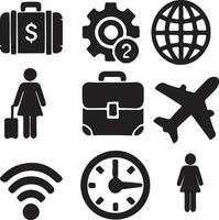 A silhouette image of a Black Filled Icons Set with a white vector