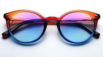Luxury eyeglasses featuring vibrant neon frames a distinctive design combining bold and professional styles for office wear isolated on white background photo