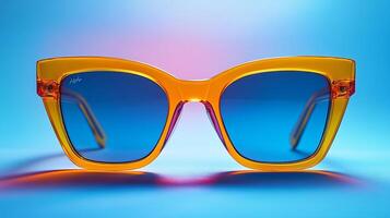 Trendy neon sunglasses sleek frames blending a vibrant and professional design for a stylish officeready look isolated on white background photo