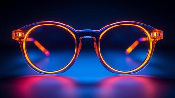 Fashionforward eyeglasses featuring bold neon frame design perfect for elevating a luxury office look isolated on white background photo