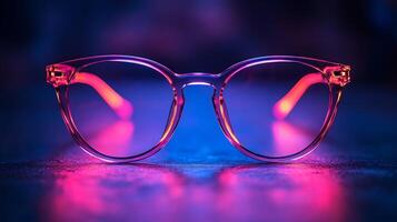 Sleek neon eyeglasses a modern design combining stylish and professional vibes for a polished office aesthetic isolated on white background photo