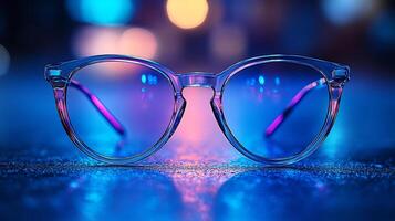 Luxury eyeglasses a professional design and subtle neon highlights perfect for a highend office setting isolated on white background photo