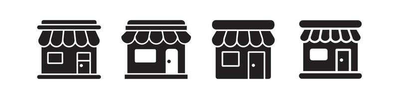 Minimalist Black Storefront Icon Set for Small Business and Retail Design vector