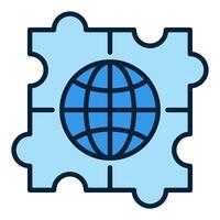 Earth in Puzzle Multipolarity blue icon or design element vector