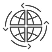 Earth Globe and Arrows Multipolarity thin line icon or symbol vector