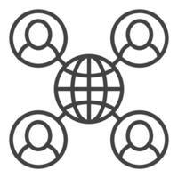 Earth and People Around Multipolarity icon or sign in thin line style vector